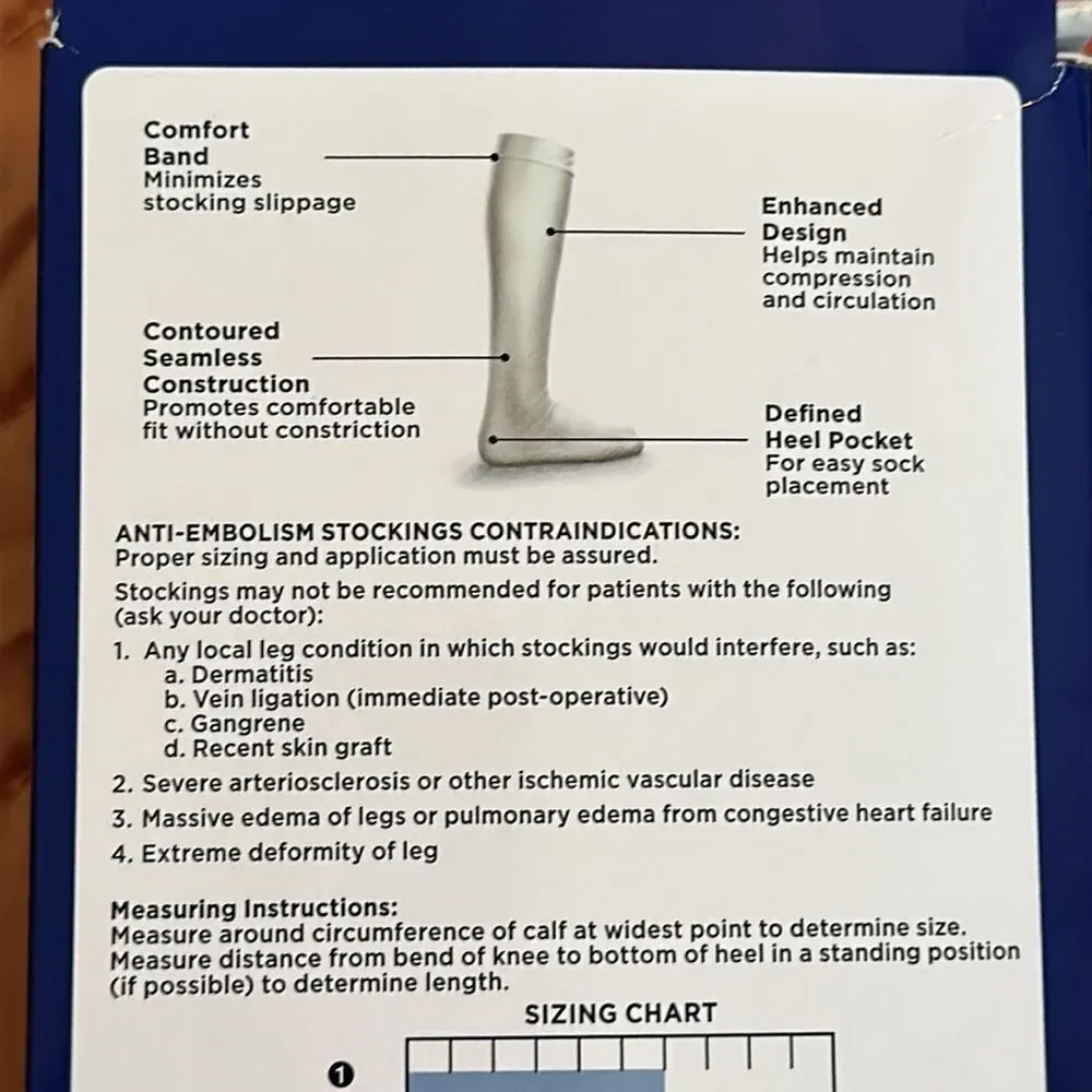 New in box Walgreens knee‎ length white anti-embolism stockings